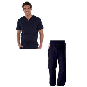 KOI MEN'S SCRUB SET - JASON TOP / JAMES PANTS NAVY 4XL NWT